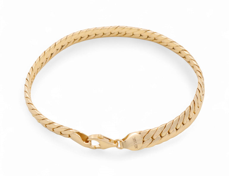 10K Yellow Gold Miami Herrigbone Women's Bracelet - Miral Jewelry