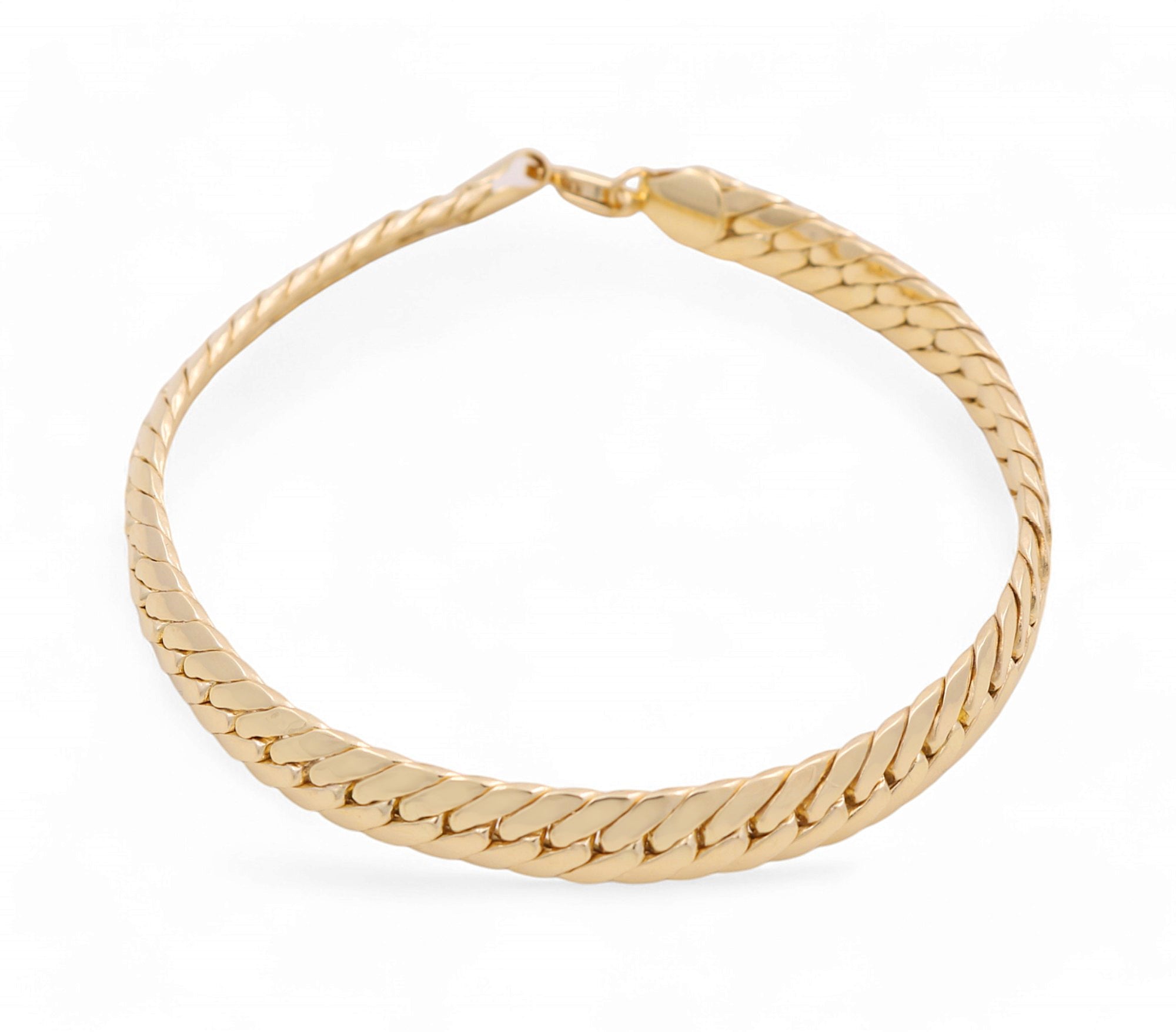 10K Yellow Gold Miami Herrigbone Women's Bracelet - Miral Jewelry