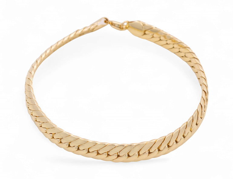 10K Yellow Gold Miami Herrigbone Women's Bracelet - Miral Jewelry