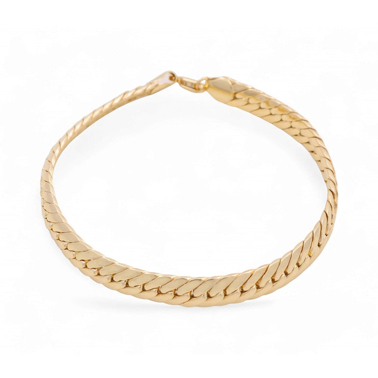 10K Yellow Gold Miami Herringbone Bracelet 6mm, 7.5in