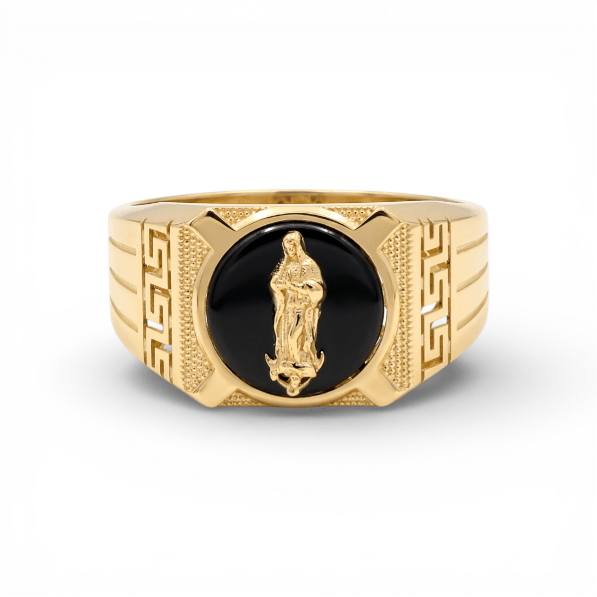 10K Yellow Gold Men's Milagrosa Onyx Ring 4.3 g