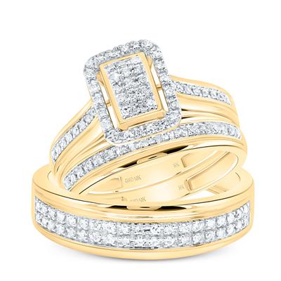 10k Yellow Gold Modern 3 Pieces Diamond with 0.37Tw Round Diamonds - Miral Jewelry