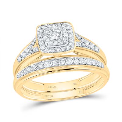 10k Yellow Gold Modern 3 Pieces Set with 0.87tw Round Diamonds - Miral Jewelry