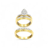 10k Yellow Gold Modern 3 Pieces Set with 1.00tw Round Diamonds - Miral Jewelry