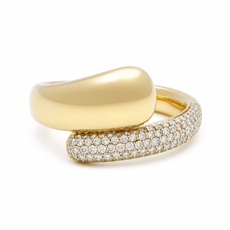 10K Yellow Gold Modern Diamond Fashion Ring with 0.33Tw Round Diamonds - Miral Jewelry