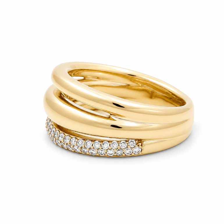 10K Yellow Gold Modern Diamond Fashion Ring with 0.33Tw Round Diamonds - Miral Jewelry