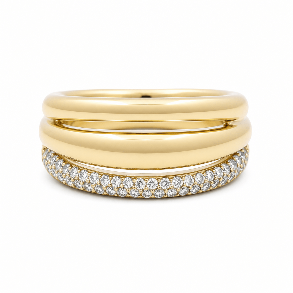 10K Yellow Gold Modern Diamond Fashion Ring with 0.33Tw Round Diamonds - Miral Jewelry