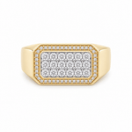 10K Yellow Gold Men's Diamond Cluster Ring 0.20 ct tw
