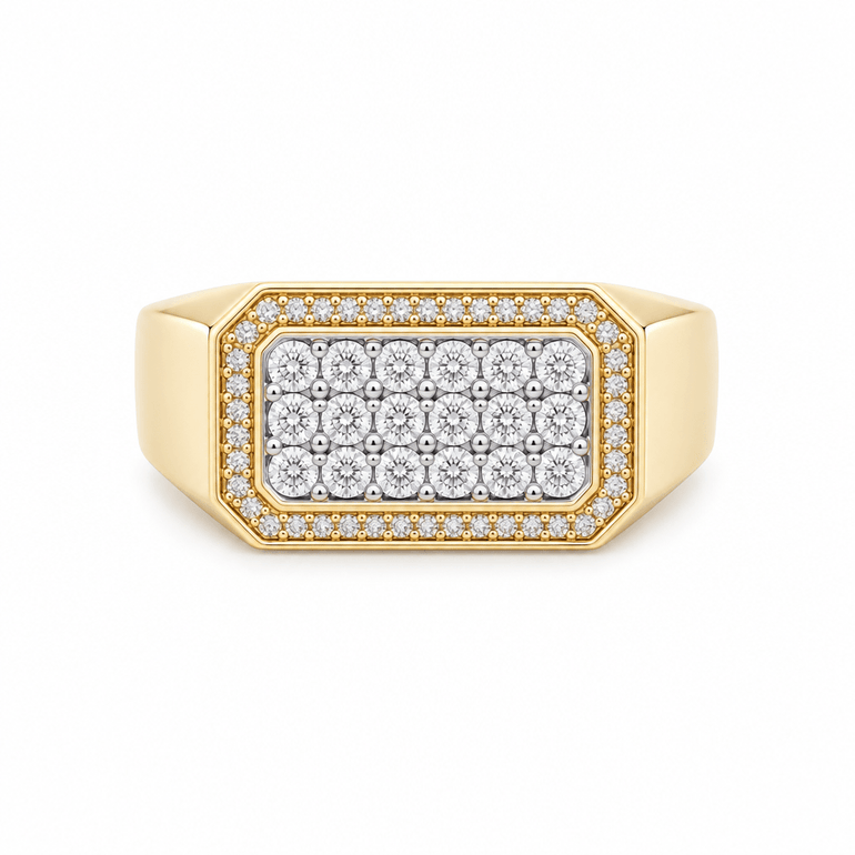 10K Yellow Gold Men's Diamond Cluster Ring 0.20 ct tw