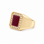 10K Yellow Gold Men's Ruby & Diamond Halo Ring 0.65 ct tw – view 2