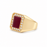 10K Yellow Gold Men's Ruby & Diamond Halo Ring 0.65 ct tw – view 2