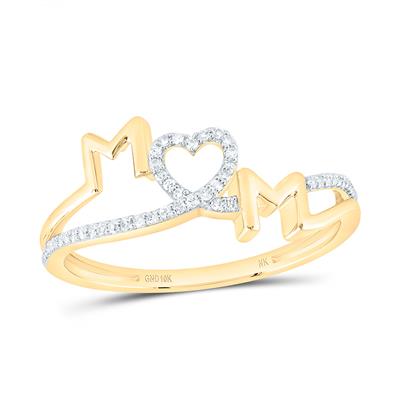 10K Yellow Gold Mom Diamond Fashion Ring with 0.10Tw Round Diamonds - Miral Jewelry