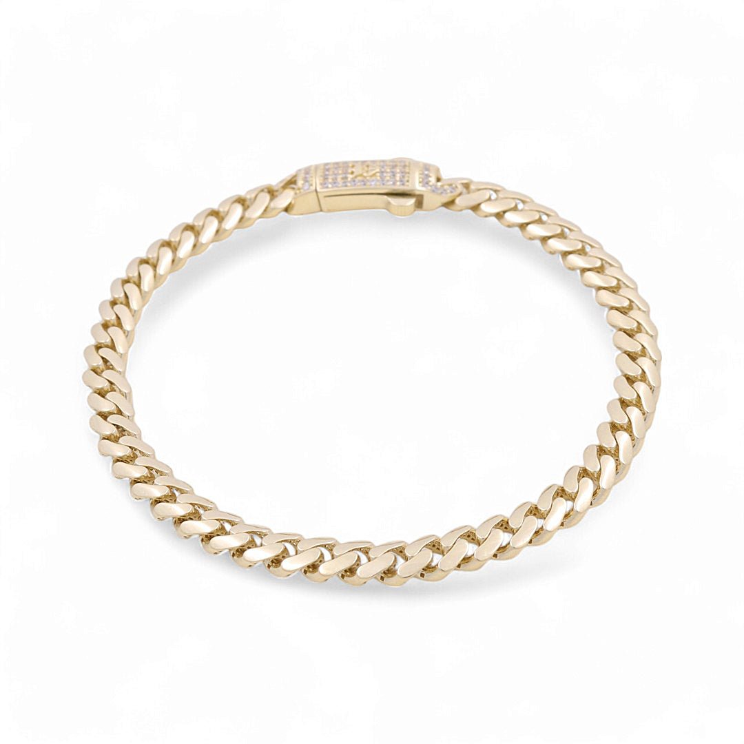 10K Yellow Gold Monaco Bracelet with CZ Clasp 5mm, 7.5in, 8.6 g – view 2
