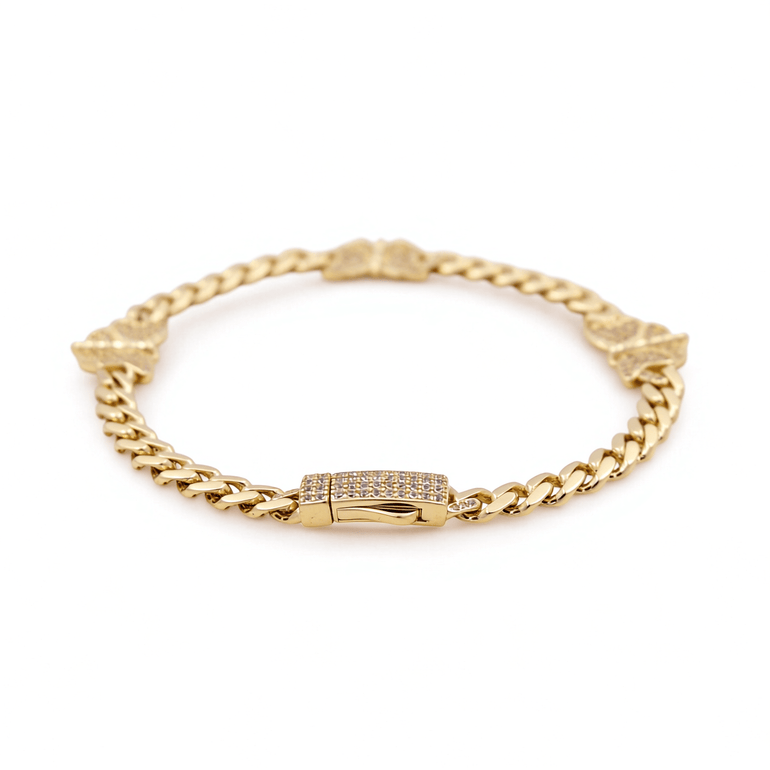 10K Yellow Gold Monaco Butterfly Station Bracelet – 7.5" - Miral Jewelry
