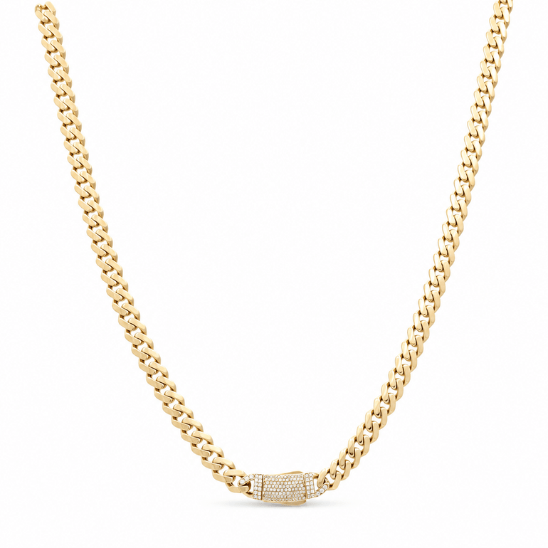 10K Yellow Gold Monaco Chain 22" - Miral Jewelry