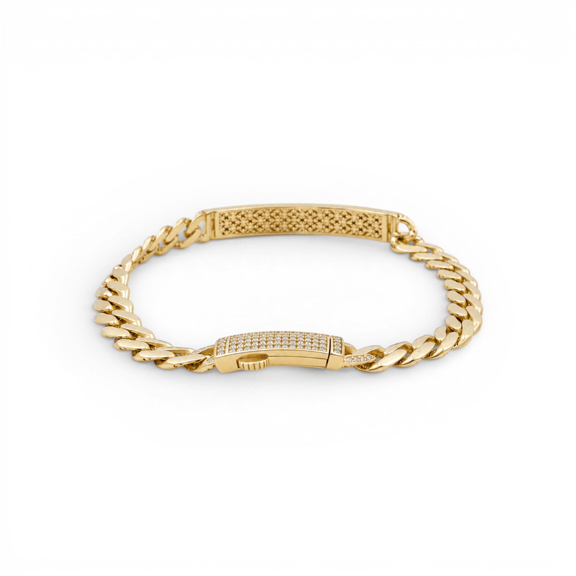 10K Yellow Gold Monaco Id Bracelet - Miral Jewelry
