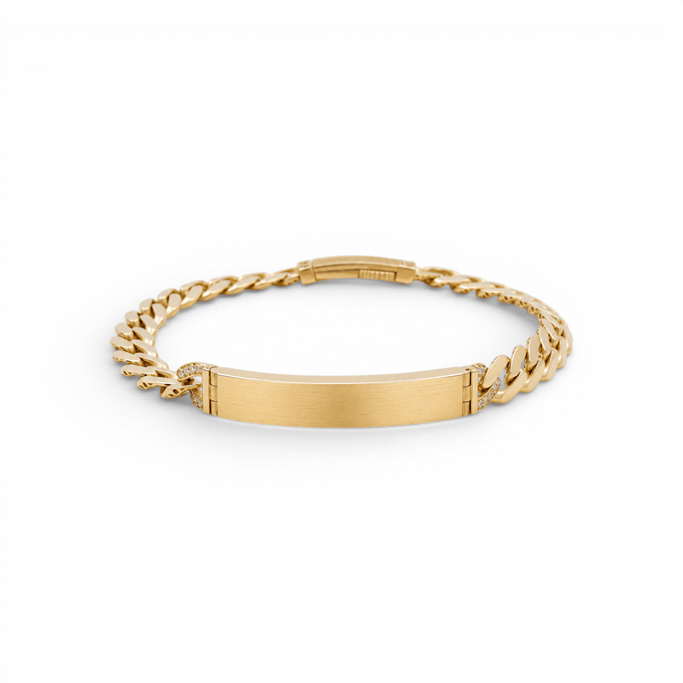 10K Yellow Gold Monaco Id Bracelet - Miral Jewelry