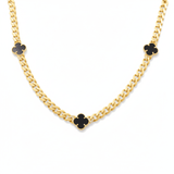 10K Yellow Gold Monaco with Black Flowers Necklaces - Miral Jewelry