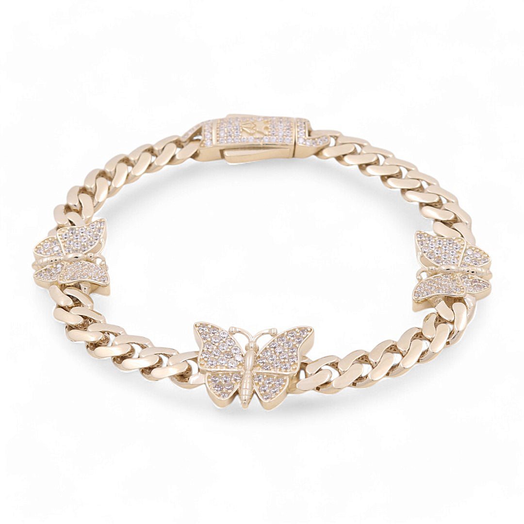 10K Yellow Gold Monaco with Butterflies Bracelet - Miral Jewelry