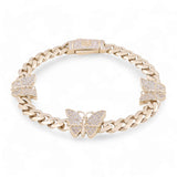 10K Yellow Gold Monaco with Butterflies Bracelet - Miral Jewelry