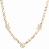 10K Yellow Gold Monaco with Butterflies Necklace - Miral Jewelry