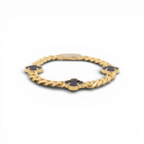 10K Yellow Gold Monaco with Flower Bracelet - Miral Jewelry