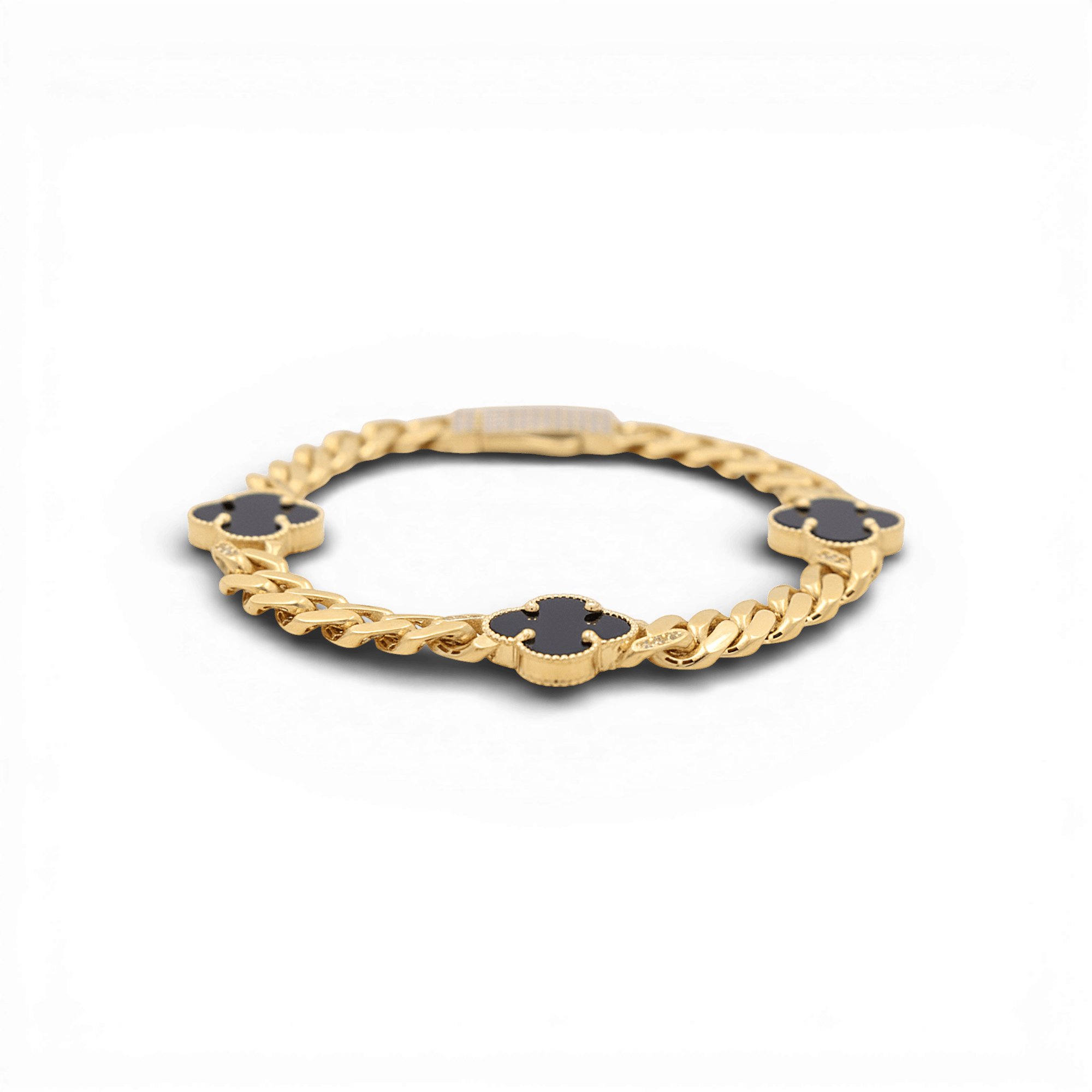 10K Yellow Gold Monaco with Flower Bracelet - Miral Jewelry