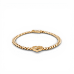 10K Yellow Gold Monaco with Heart 15 Bracelet Women's - Miral Jewelry