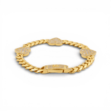 10K Yellow Gold Monaco with Heart Bracelet - Miral Jewelry