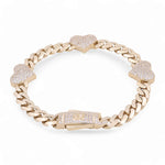 10K Yellow Gold Monaco with Heart Bracelet - Miral Jewelry