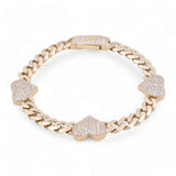 10K Yellow Gold Monaco with Heart Bracelet - Miral Jewelry