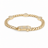 10K Yellow Gold Monaco with Heart Bracelet Women's - Miral Jewelry