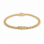10K Yellow Gold Monaco with Heart Bracelet Women's - Miral Jewelry