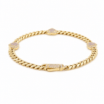 10K Yellow Gold Monaco with Heart Bracelet Women's - Miral Jewelry