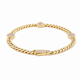 10K Yellow Gold Monaco with Heart Bracelet Women's - Miral Jewelry
