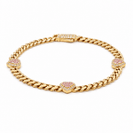 10K Yellow Gold Monaco with Heart Bracelet Women's - Miral Jewelry