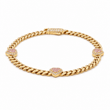 10K Yellow Gold Monaco with Heart Bracelet Women's - Miral Jewelry