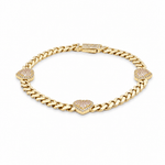 10K Yellow Gold Monaco with Heart Bracelet Women's - Miral Jewelry