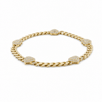 10K Yellow Gold Monaco with Heart Bracelet Women's - Miral Jewelry