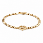 10K Yellow Gold Monaco with Heart Bracelet Women's - Miral Jewelry