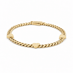 10K Yellow Gold Monaco with Heart Bracelet Women's - Miral Jewelry