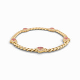 10K Yellow Gold Monaco with Hearts Bracelet - Miral Jewelry