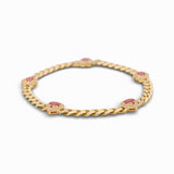 10K Yellow Gold Monaco with Hearts Bracelet - Miral Jewelry