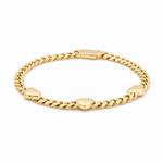 10K Yellow Gold Monaco with Hearts Bracelet Women's - Miral Jewelry