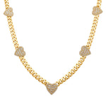 10K Yellow Gold Monaco with Hearts Necklace - Miral Jewelry