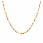 10k Yellow Gold Monaco with Hearts Necklaces 16" - Miral Jewelry