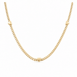 10k Yellow Gold Monaco with Hearts Necklaces 16" - Miral Jewelry