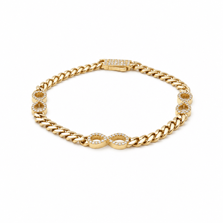 10K Yellow Gold Monaco with Infiniti Bracelet Women's - Miral Jewelry