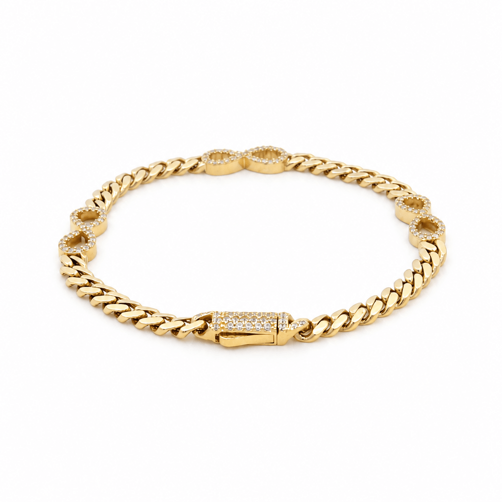 10K Yellow Gold Monaco with Infiniti Bracelet Women's - Miral Jewelry