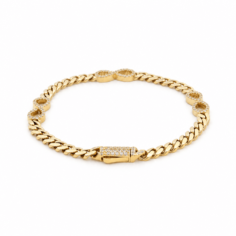 10K Yellow Gold Monaco with Infiniti Bracelet Women's - Miral Jewelry